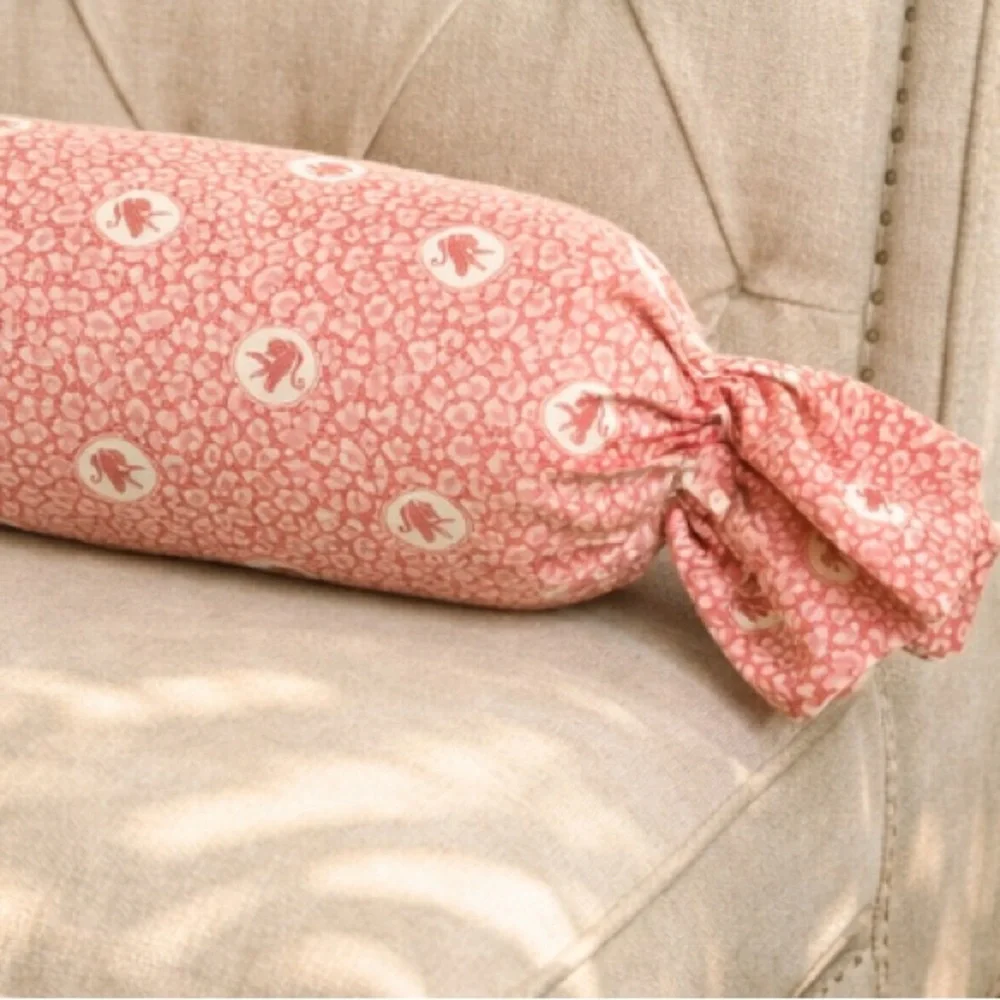 Monkey Pattern Bolster Throw Pillow Decorative Candy Roll Shape Pretty Monkey